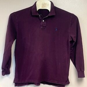 Polo Ralph Lauren Long Sleeve Polo Shirt Men Size L Purple Cotton